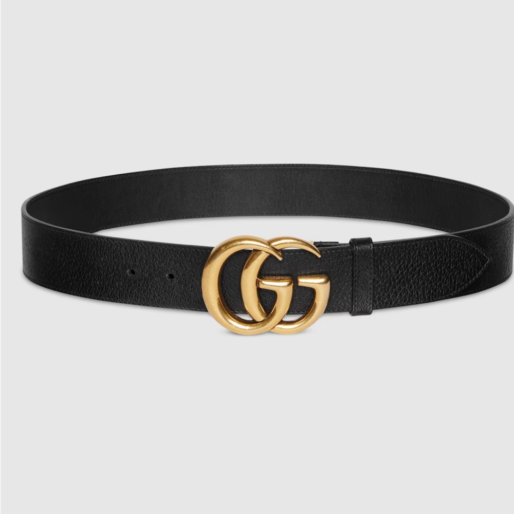 Gucci Black Belt with Gold Double G Buckle